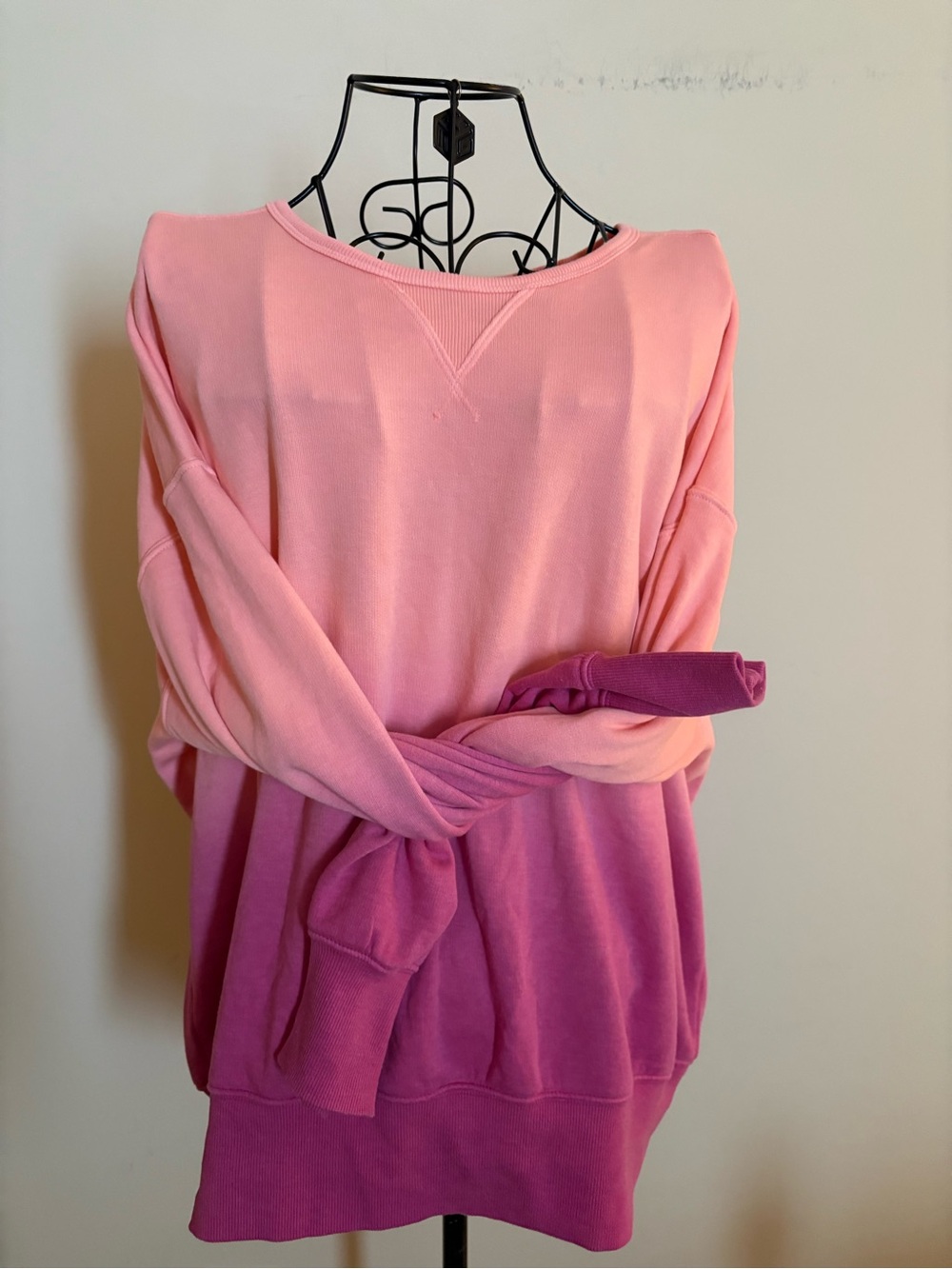 Lou Grey Peach to Magenta Ombre Pullover Sweatshirt